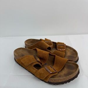 Birkenstock Arizona Suede Leather Soft Footbed Sandals Men’s 7 Women’s 9 Brown